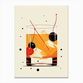 Mid Century Modern Old Fashioned Floral Infusion Cocktail 4 Canvas Print