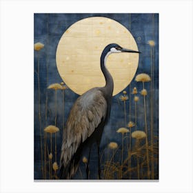 Heron In The Moonlight Canvas Print