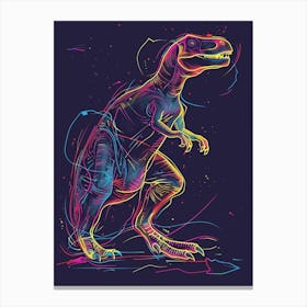 Neon Colourful Dinosaur Scribble Canvas Print