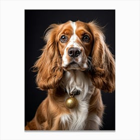 Golden And White English Cocker Spaniel Fluff Surrounding Soft Happy Gaze Purebred Demeanor Sitti Leinwandbild