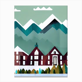 Nordic Norwegian Row Houses Winter Canvas Print
