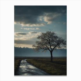 Lone Tree On The Road Canvas Print