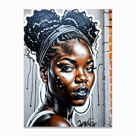 Graffiti Mural Of Beautiful Black Woman 330 Canvas Print