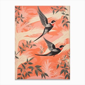 Vintage Japanese Inspired Bird Print Chimney Swift Canvas Print