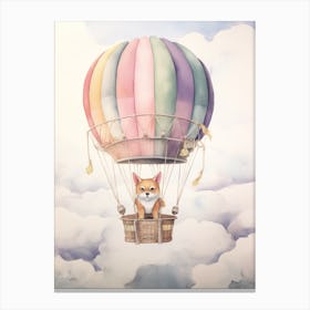 Baby Coyote In A Hot Air Balloon Canvas Print