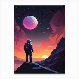Low Poly Astronaut Minimalist Sunset (24) Canvas Print