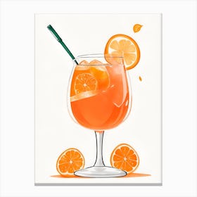 Aperol With Ice And Orange Watercolor Vertical Composition 28 Canvas Print