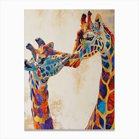 Giraffe & Calf Modern Illustration 4 Canvas Print