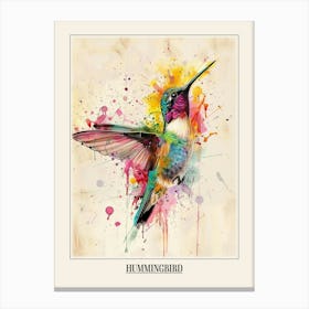 Hummingbird Colourful Watercolour 2 Poster Canvas Print