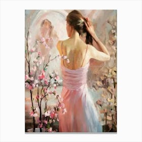 Woman In A Pink Dress 1 Canvas Print