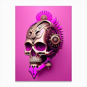 Skull With Steampunk Details 2 Pink Mexican Canvas Print