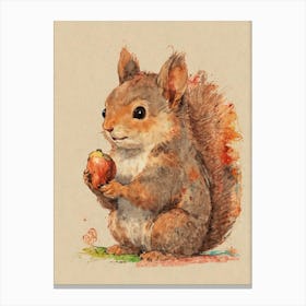 Squirrel With Strawberry Canvas Print