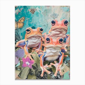 Kitsch Rainbow Frogs 2 Canvas Print