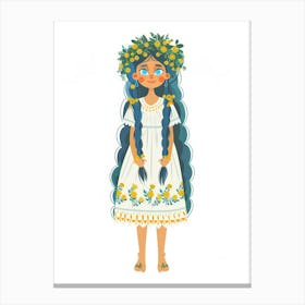 Girl With Flowers In Her Hair 5 Canvas Print