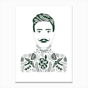 Tattoo Man Dark Green Canvas Print
