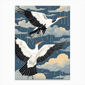 Crane Tsuru Japanese Style Illustration 10 Canvas Print