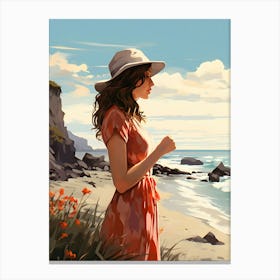 Girl On The Beach Canvas Print