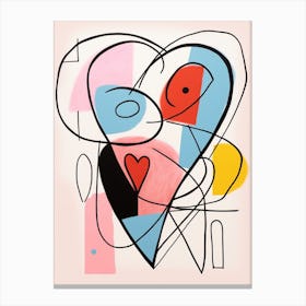 Abstract Heart Line Illustration Colours 1 Canvas Print
