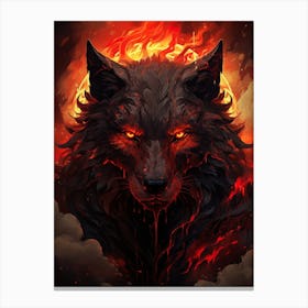 Wolf In Flames 14 Canvas Print