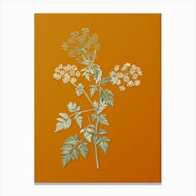 Vintage Hemlock Flowers Botanical on Sunset Orange n.0396 Canvas Print