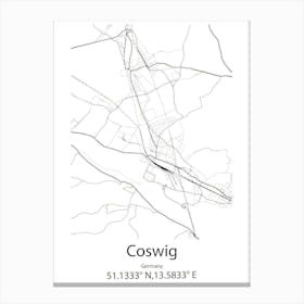 Coswig,Germany Minimalist Map Canvas Print