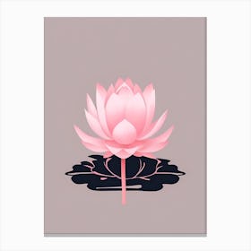 A Pink Lotus In Minimalist Style Vertical Composition 18 Canvas Print