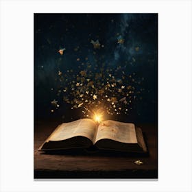 Open Book With Stars Canvas Print