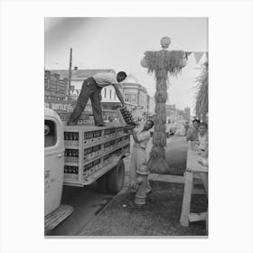 Unloading Bottled Drinks From Truck, National Rice Festival, Crowley, Louisiana By Russell Lee Canvas Print