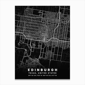 Edinburgh Indiana USA Black Map Canvas Print