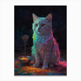 Cat With Broom Canvas Print