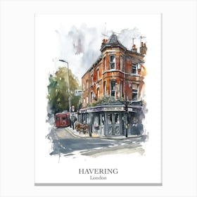 Havering London Borough   Street Watercolour 7 Poster Canvas Print