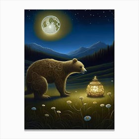 Bear At Night Canvas Print