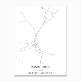 Kezmarok,Slovakia Minimalist Map Canvas Print