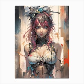 Anime Girl With Pink Hair Canvas Print