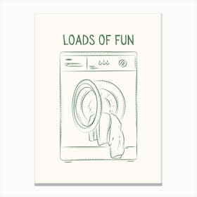 Loads Of Fun Basket Laundry Green Poster Canvas Print