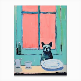 Dog Waiting For His Food, Illustration Canvas Print