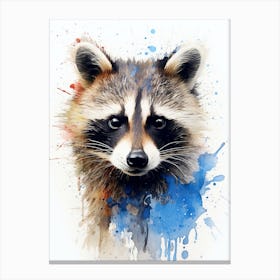 Raccoon Portrait Watercolour 1 Canvas Print