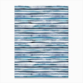 Watercolor Stripes Bluee Canvas Print