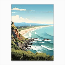 Cape Byron, Australia, Flat Illustration 3 Canvas Print
