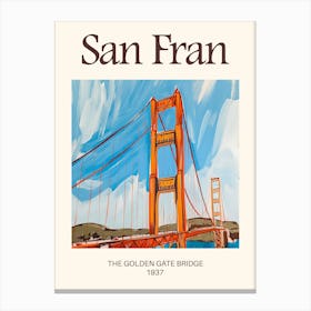 San Francisco, The Golden Gate Bridge, Poster Design Canvas Print