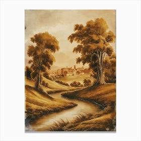 Landscape With Trees And A River Canvas Print