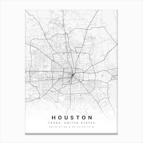 Houston Texas USA White Map Canvas Print