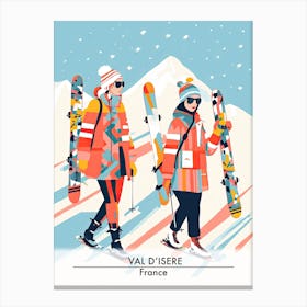 Val D Isere   France, Ski Resort Poster Illustration 0 Canvas Print