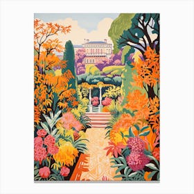 Giardini Botanici Villa Taranto, Italy In Autumn Fall Illustration 2 Canvas Print