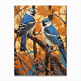 Art Nouveau Birds Poster Blue Jay 4 Canvas Print