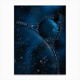 Water Droplets On A Blue Background Canvas Print