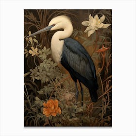 Dark And Moody Botanical Stork 3 Canvas Print