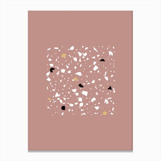 Square Terrazzo Circle Pink Canvas Print