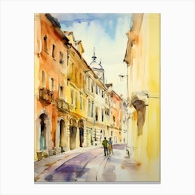 Vicenza, Italy Watercolour Streets 1 Canvas Print