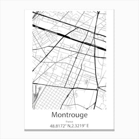 Montrouge,France Minimalist Map Canvas Print